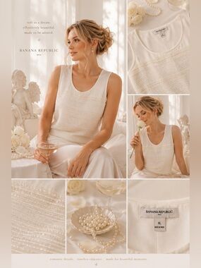 Banana Republic Cream Beaded Scoop Neck Tank